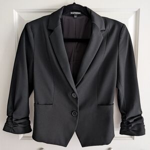 Express Women's Cropped Blazer Jacket, Black, Size 4